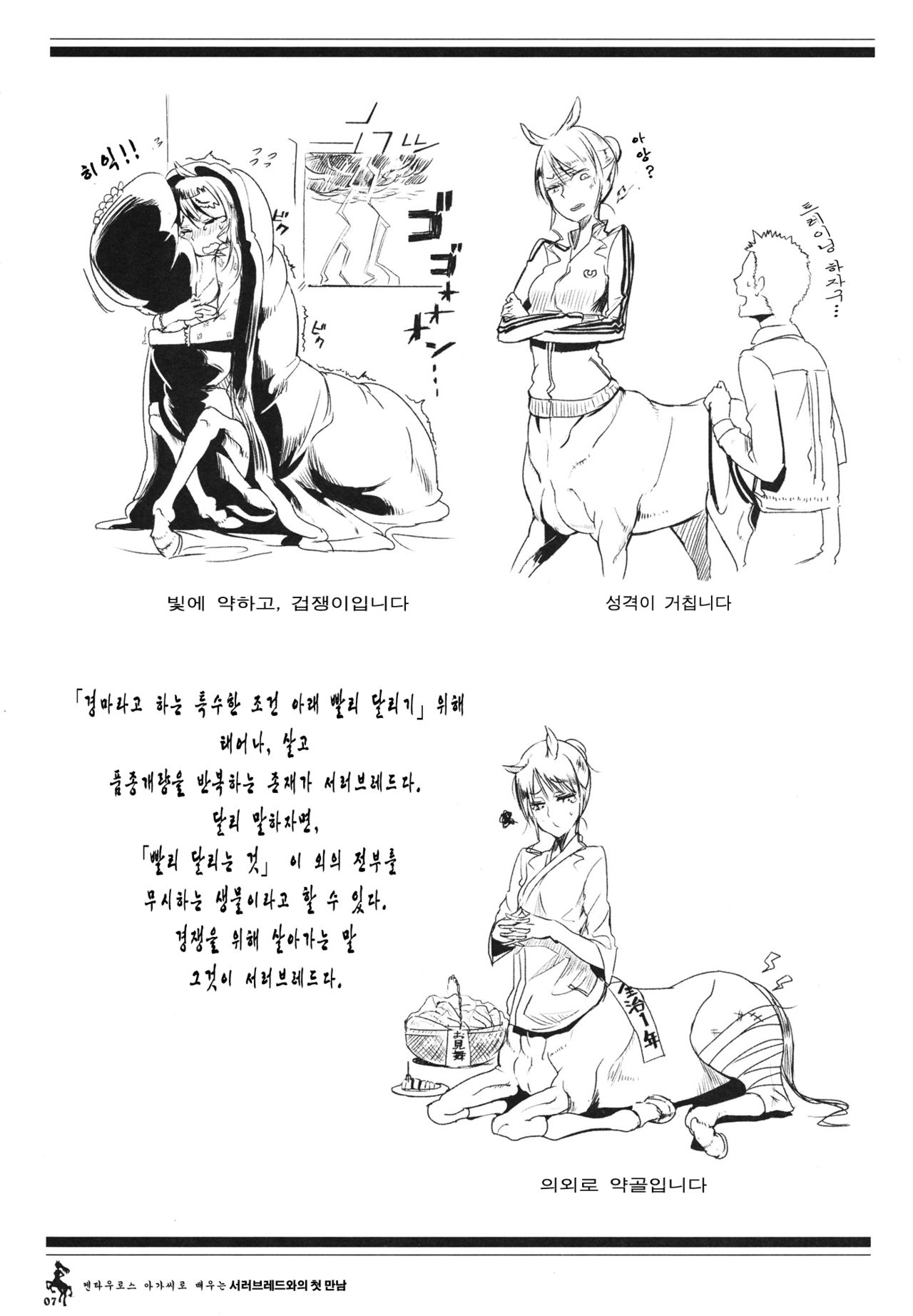 (C83) [Hyakki Yakou (Z-ton)] Centaur Musume de Manabu Hajimete no Thoroughbred [Korean] (C83) [百鬼夜行 (Zトン)] ケンタウロス娘で学ぶ初めてのサラブレッド [韓国翻訳]